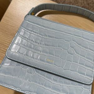 JW PEI Powder Blue Croc-Embossed Shoulder Bag